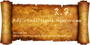 Körtvélyesi Hieronima névjegykártya
